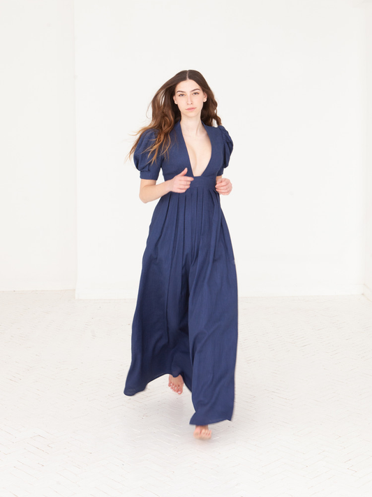 Alexia's Dress Cotton & Linen Navy Blue