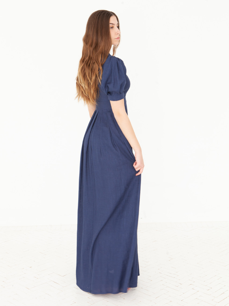 Alexia's Dress Cotton & Linen Navy Blue