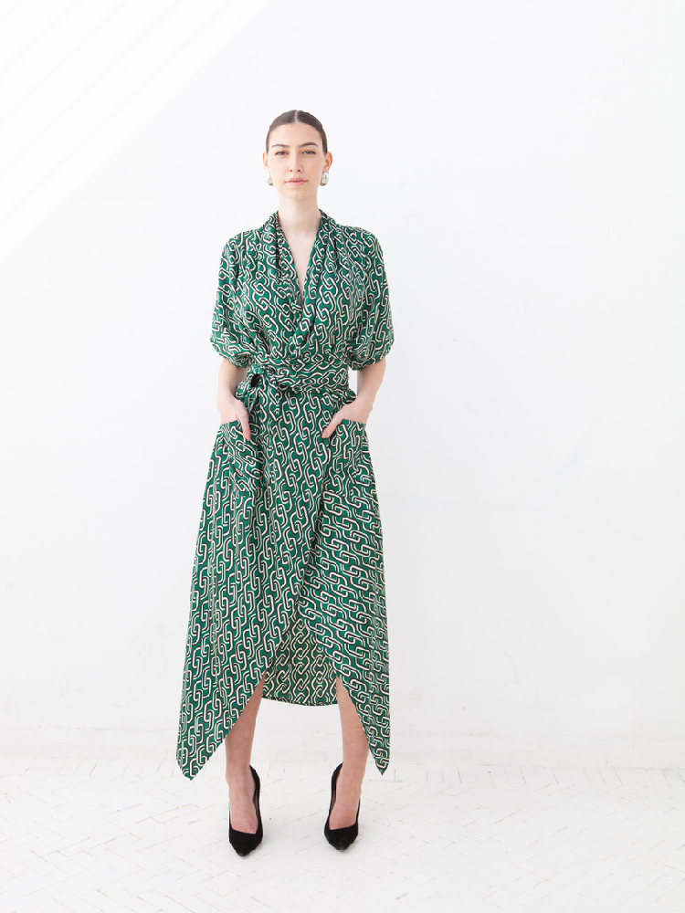 Nadia's Kimono Green Print